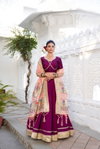 Pranathi Wine Colour Vichitra Silk With Plain With Paithni Lace Border Lehenga With Blouse Dupatta Suppliers In India Lnb2016